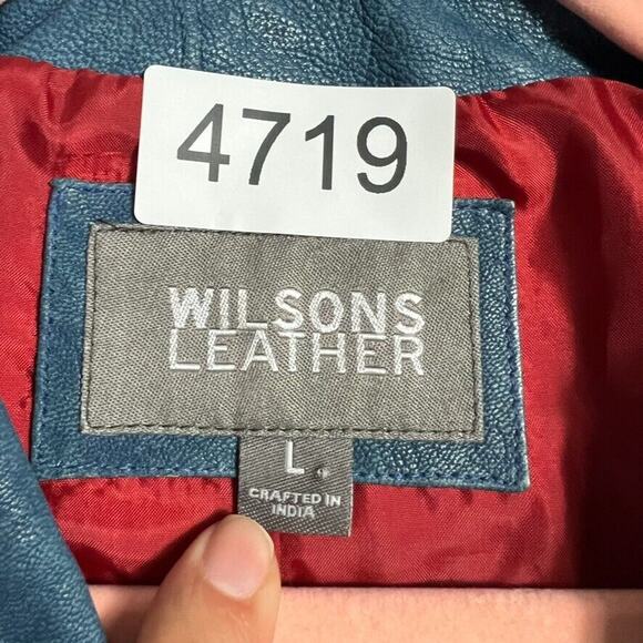 Wilsons Jacket Womens L Turqouise Leather Boho Western Long sleeve Single Vent - Picture 6 of 8